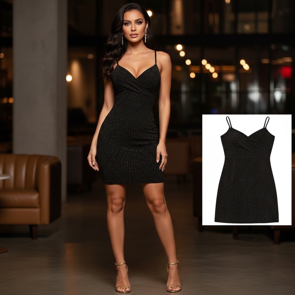 Elegant Black Spaghetti Strap Dress
